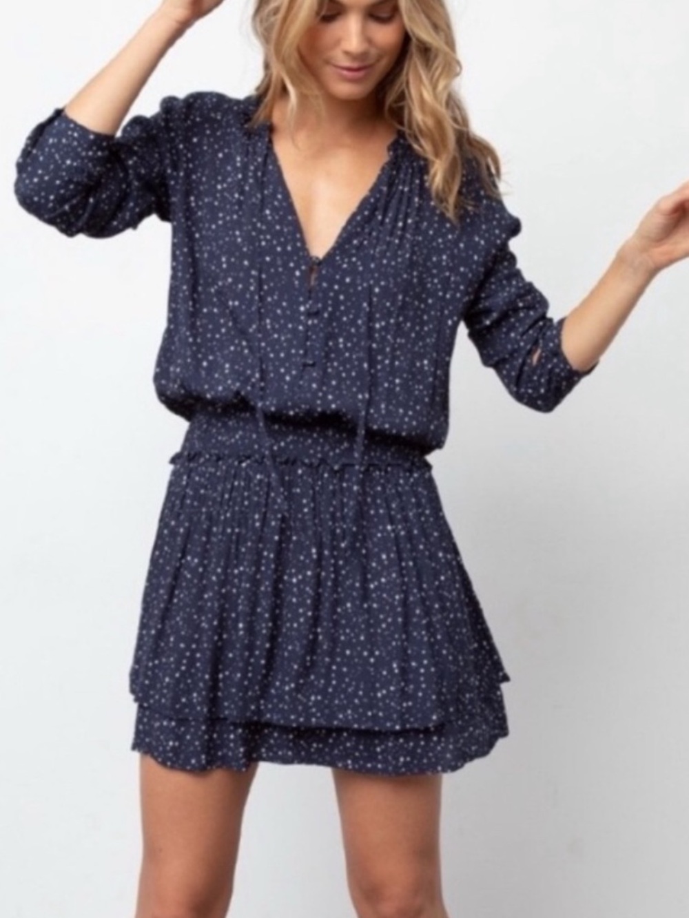 Rails Jasmine Navy Nova Star Print Mini Dress Size L